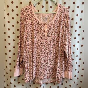 Torrid Super Soft Slub Scoop Neck Long Sleeve Henley, Floral, Size 2 (2X 18-20)